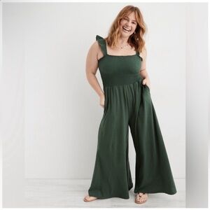 🆕 Aerie Smocked Wide Leg Jumpsuit